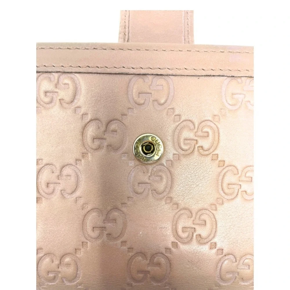 Gucci Wallet Long Continental Bifold Card Pink Leather GG Monogram Guccissima - Picture 7 of 9